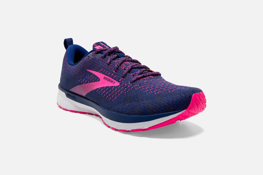 Brooks Running Shoes - Revel 4 Road Womens - Blue/Pink - WLJ-872314